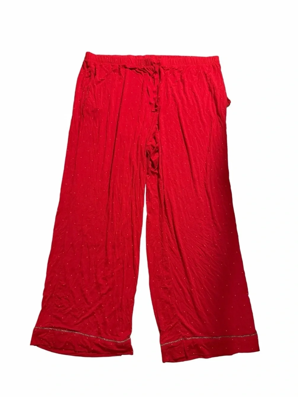 Victoria's Secret red wide leg pajama pants with small white polka dots
